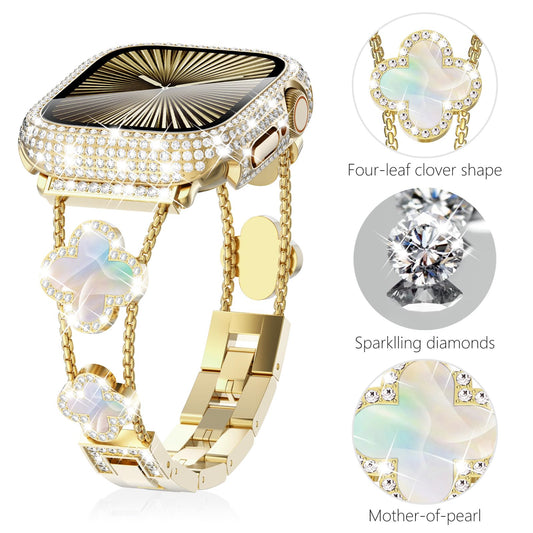 Williane Skiva White Shell Clover Slim Metal Bracelet Apple Watch Strap