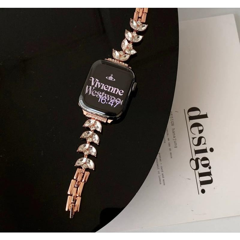 Williane Skiva Leaf Bling Strap Stainless Steel Metal Apple Watch Strap