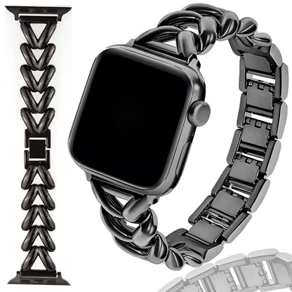 Williane Skiva Heart Link with Bow Buckle Artisan Metal Apple Watch Strap
