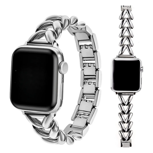 Williane Skiva Heart Link with Bow Buckle Artisan Metal Apple Watch Strap
