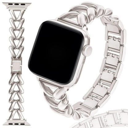 Williane Skiva Heart Link with Bow Buckle Artisan Metal Apple Watch Strap