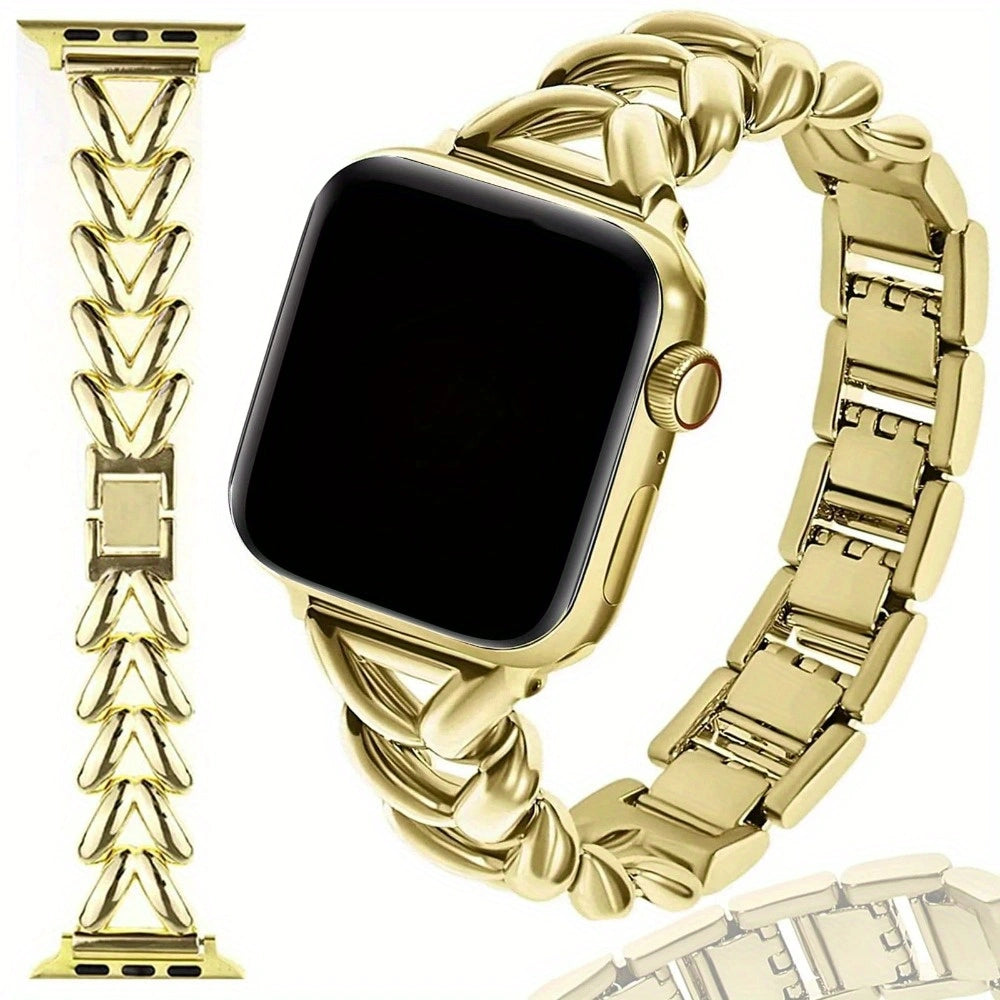 Williane Skiva Heart Link with Bow Buckle Artisan Metal Apple Watch Strap