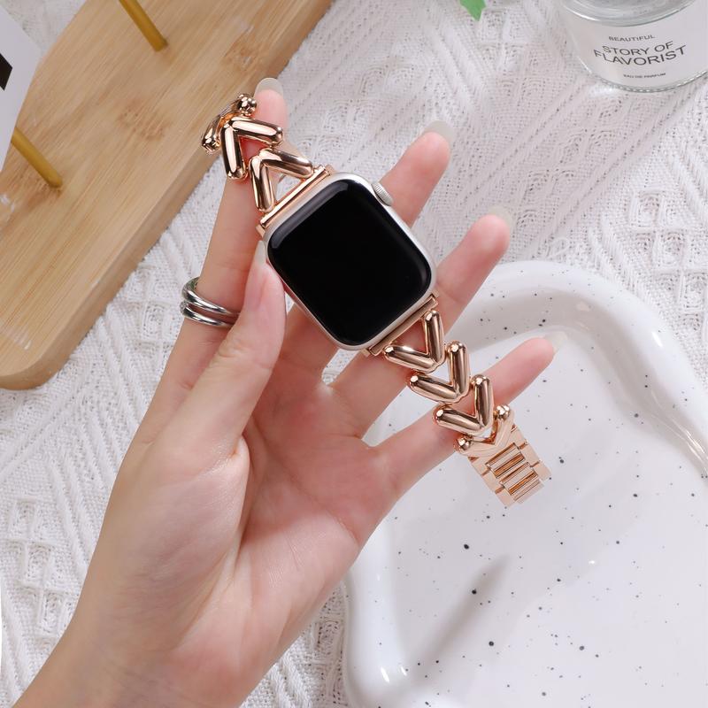 Williane Skiva Heart Link with Bow Buckle Artisan Metal Apple Watch Strap