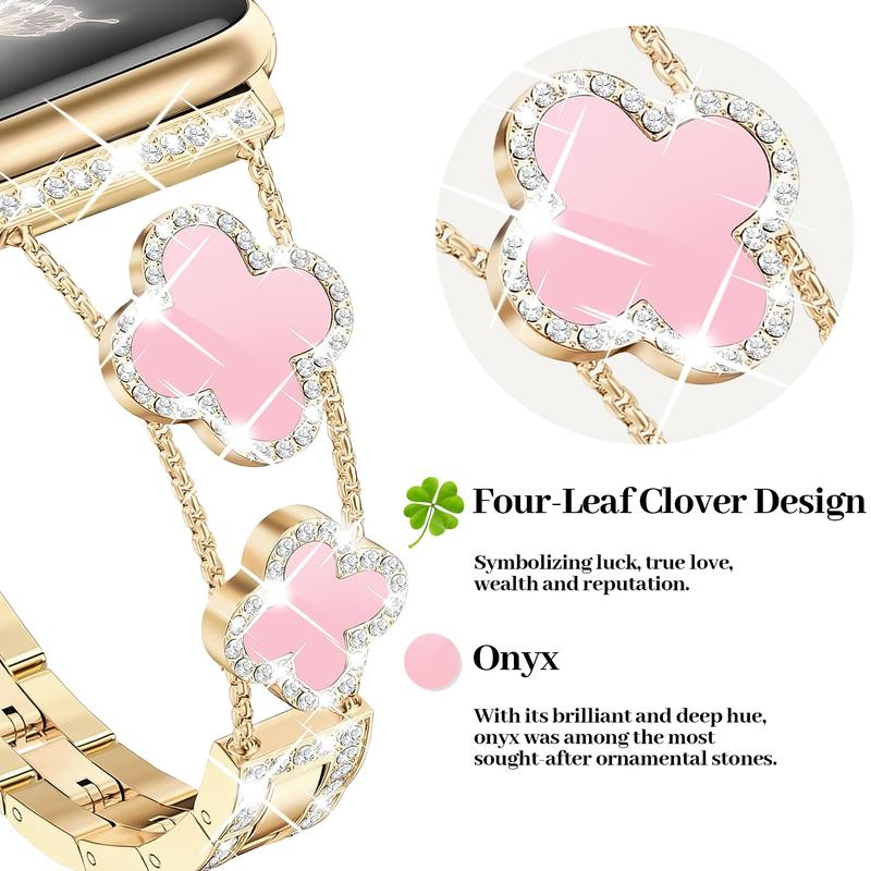 Williane Skiva Pink four-leaf clover Apple Watch Strap