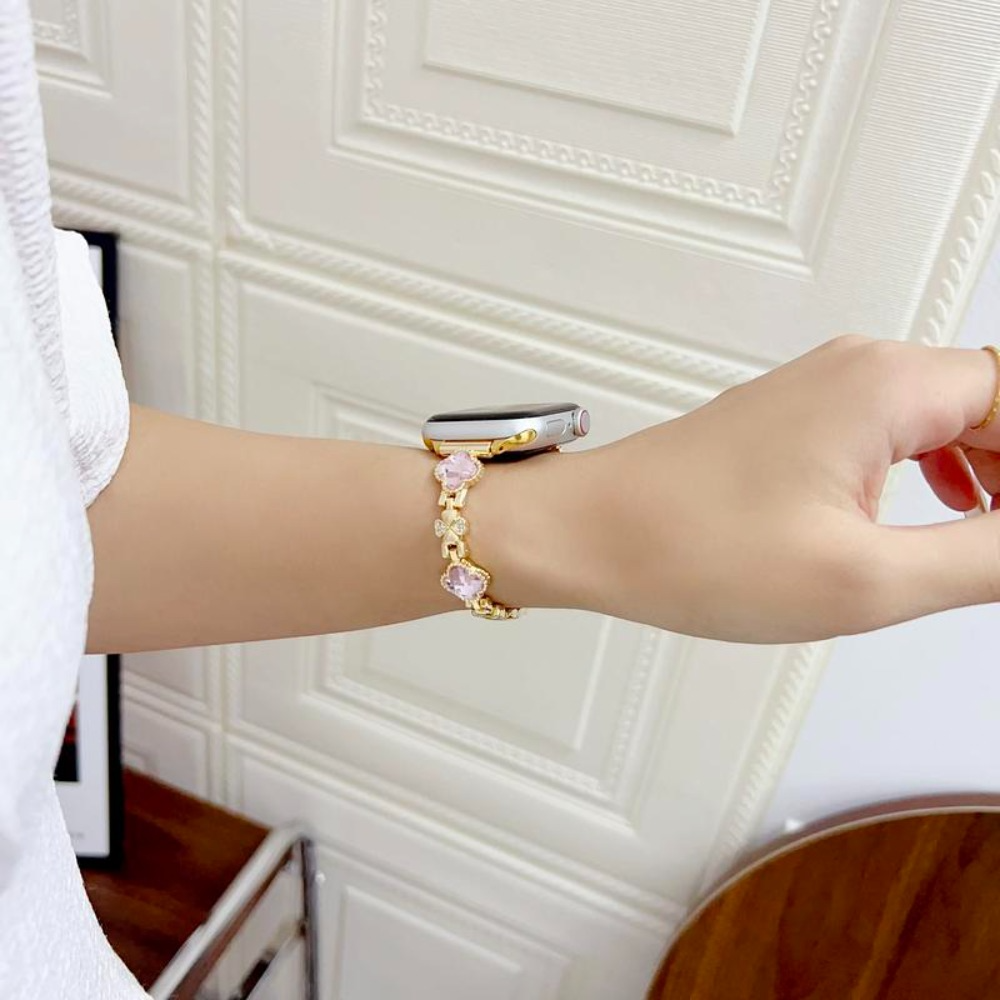 Williane Skiva Colorful Four-Leaf Clover Full Rhinestone Bracelet Apple Watch Strap