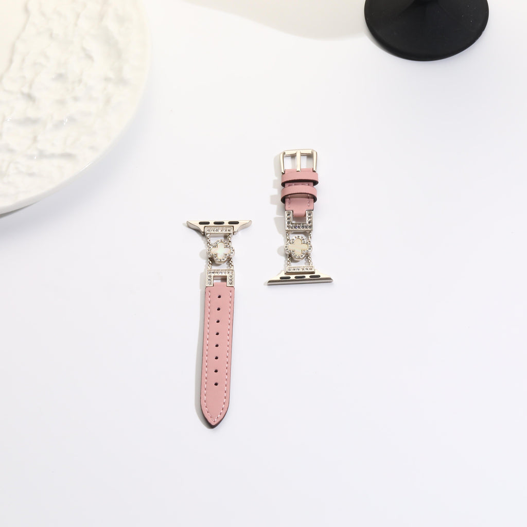 Williane Skiva Leather Clover Strap Elegant Metal Apple Watch Strap