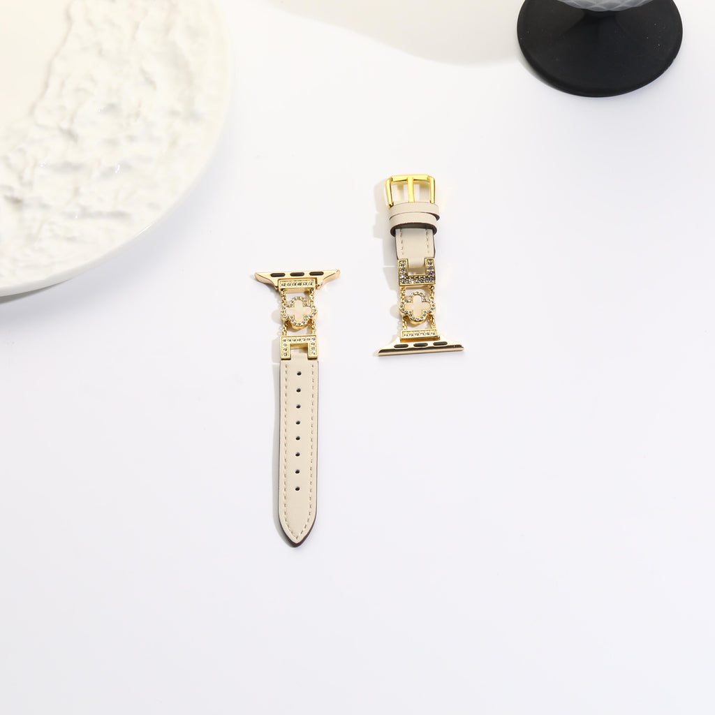 Williane Skiva Leather Clover Strap Elegant Metal Apple Watch Strap