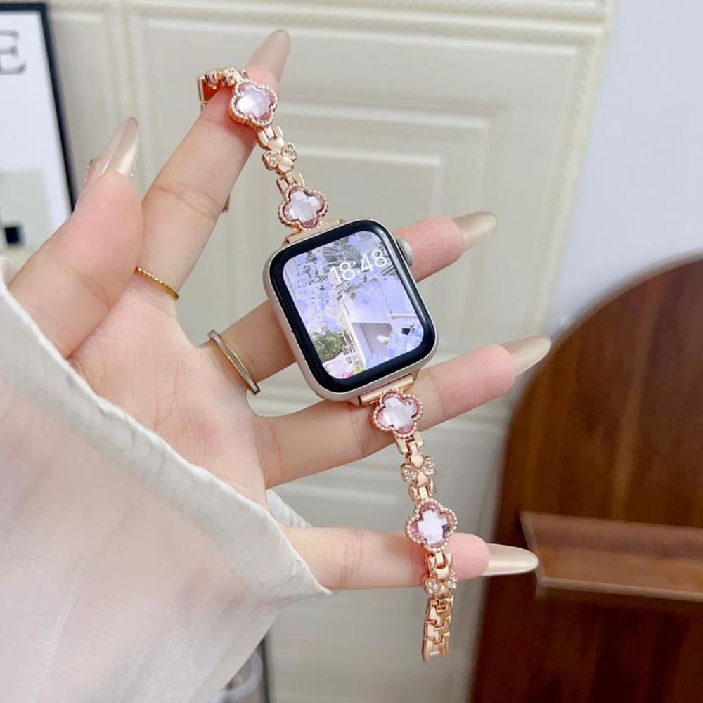 Williane Skiva Colorful Four-Leaf Clover Full Rhinestone Bracelet Apple Watch Strap
