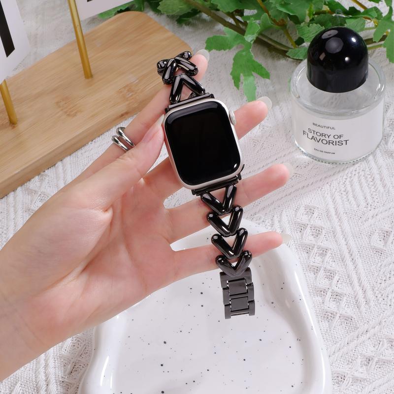 Williane Skiva Heart Link with Bow Buckle Artisan Metal Apple Watch Strap