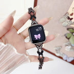 Williane Skiva Full Rhinestone Black Shell Butterfly Slim Metal Bracelet Apple Watch Strap