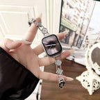 Williane Skiva Plum Blossom Link Strap with Bow Buckle Artisan Metal Apple Watch Strap