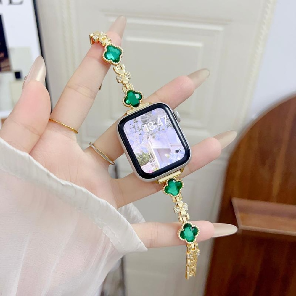 Williane Skiva Colorful Four-Leaf Clover Full Rhinestone Bracelet Apple Watch Strap