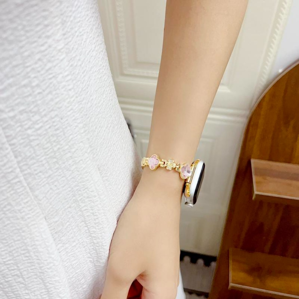 Williane Skiva Colorful Four-Leaf Clover Full Rhinestone Bracelet Apple Watch Strap