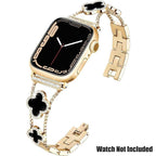 Williane Skiva Black Shell Clover Slim Metal Bracelet Apple Watch Strap