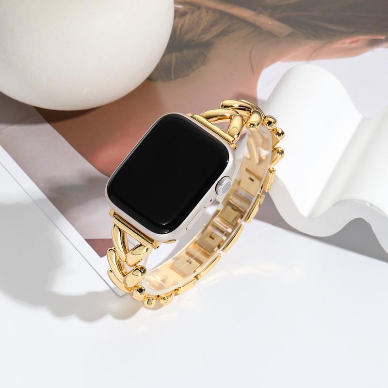 Williane Skiva Heart Link with Bow Buckle Artisan Metal Apple Watch Strap