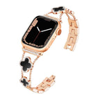 Williane Skiva Black Shell Clover Slim Metal Bracelet Apple Watch Strap