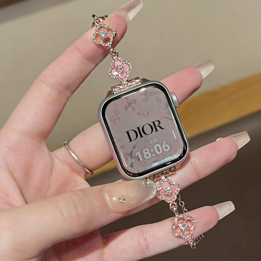 Williane Skiva Floral Heart Clover Slim Metal Bracelet Apple Watch Strap