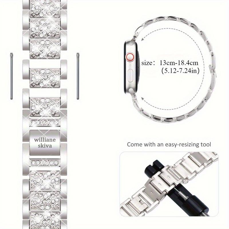 Williane Skiva Three-Bead Full Rhinestone Apple Watch Strap