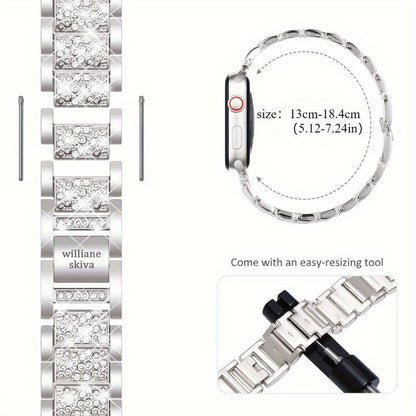 Williane Skiva Three-Bead Full Rhinestone Apple Watch Strap