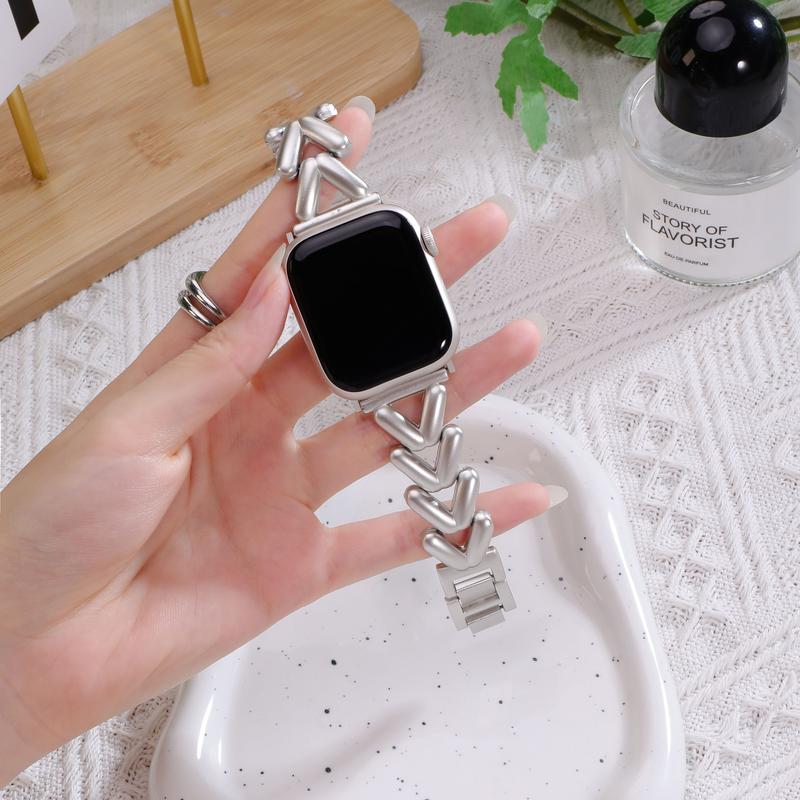 Williane Skiva Heart Link with Bow Buckle Artisan Metal Apple Watch Strap