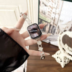 Williane Skiva Plum Blossom Link Strap with Bow Buckle Artisan Metal Apple Watch Strap