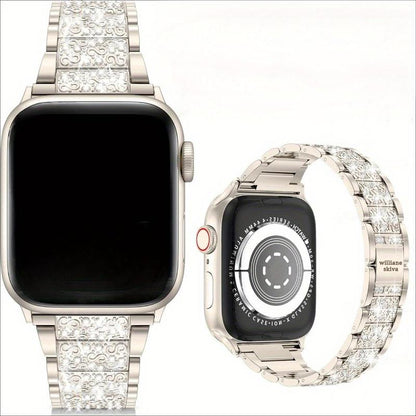 Williane Skiva Three-Bead Full Rhinestone Apple Watch Strap