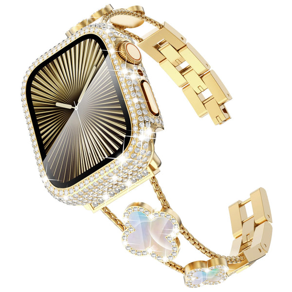 Williane Skiva  White Shell Clover Slim Metal Bracelet Apple Watch Strap