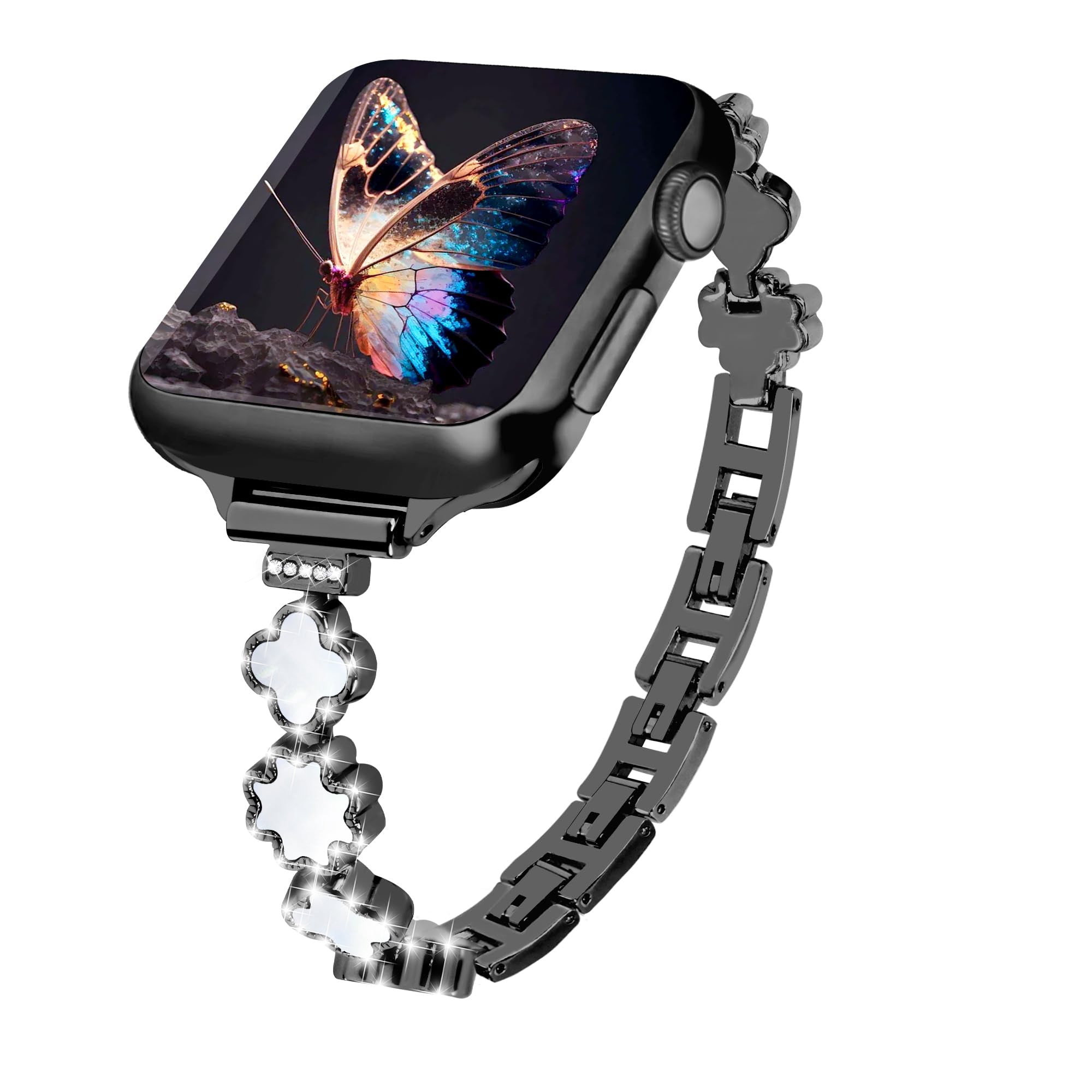 Williane Skiva White Shell Clover Slim Metal Bracelet Apple Watch Strap